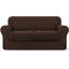 Housse de canapé en jacquard extensible 3 pièces, housse pour canapé pour 2 coussins, protecteur de meubles lavable à la machine (causeuse, chocolat)-1530418325
