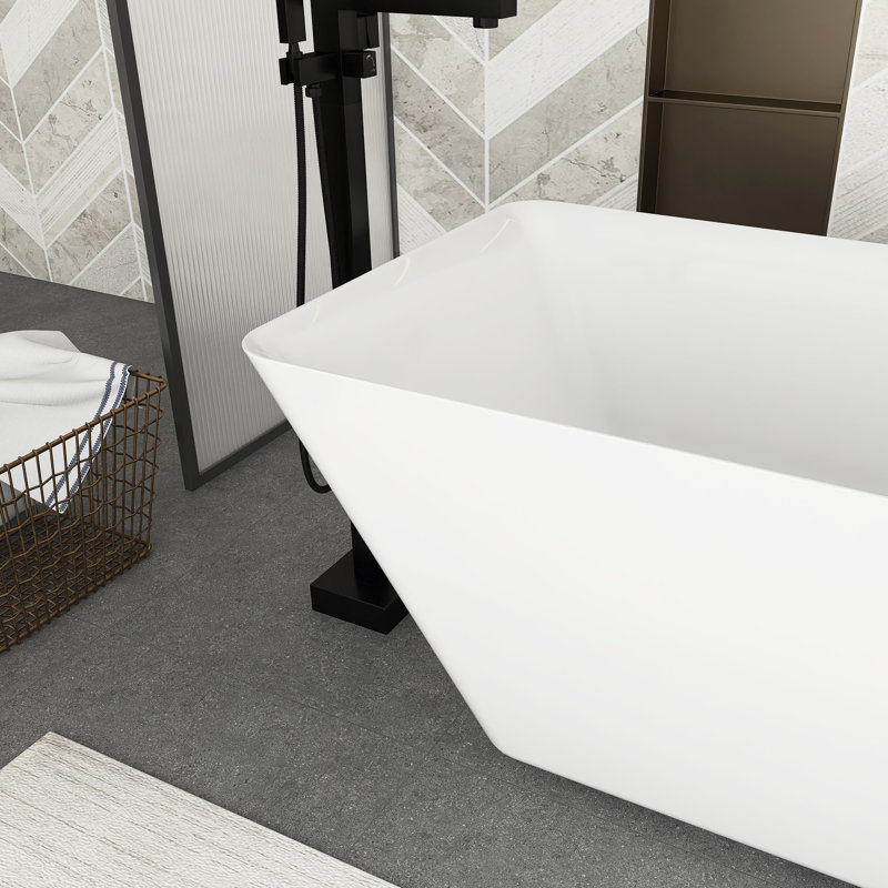 66" White Acrylic Freestanding Bathtub