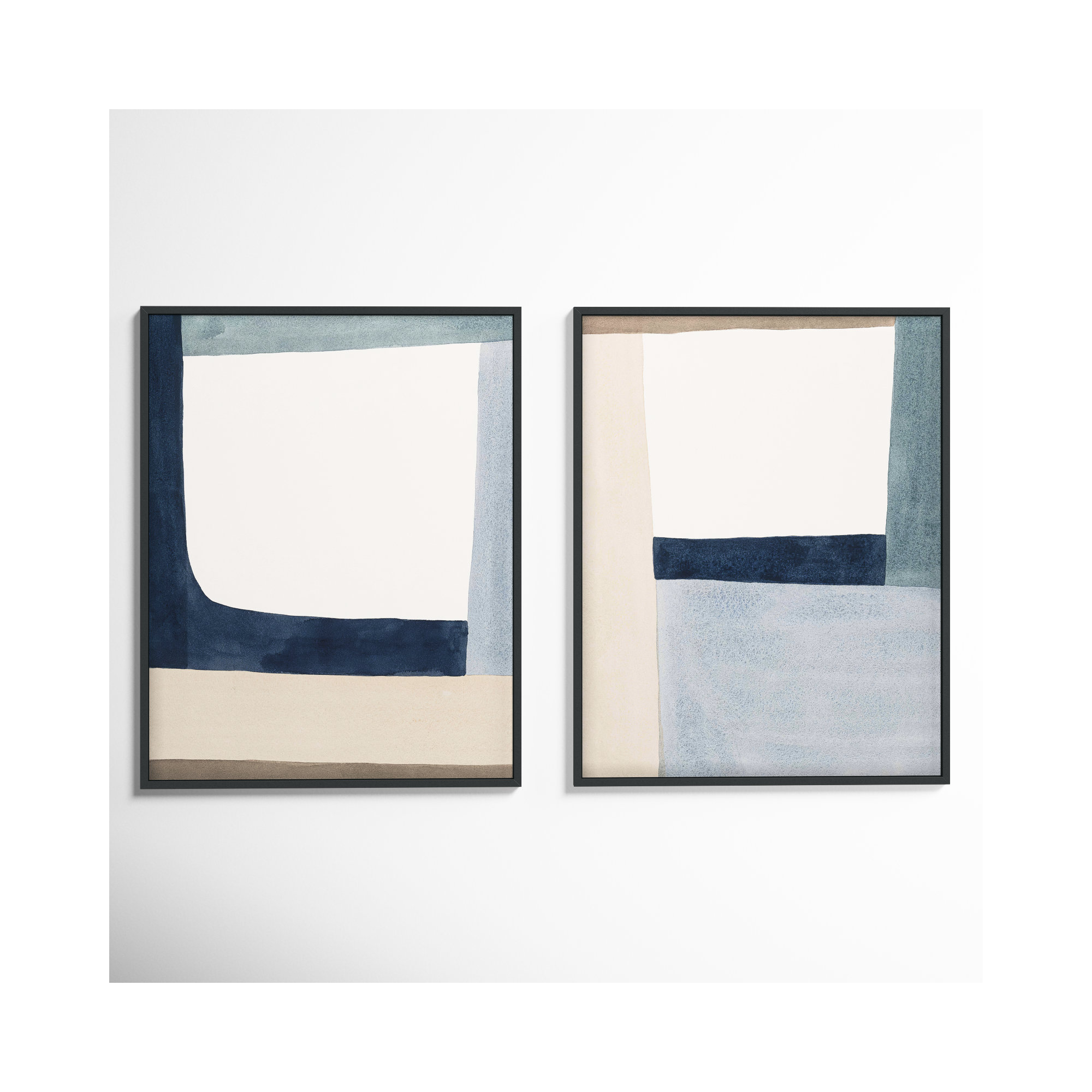 Composition In Blue by Julia Balfour, Picture Framed Canvas, 25" H x 40" W, Gold