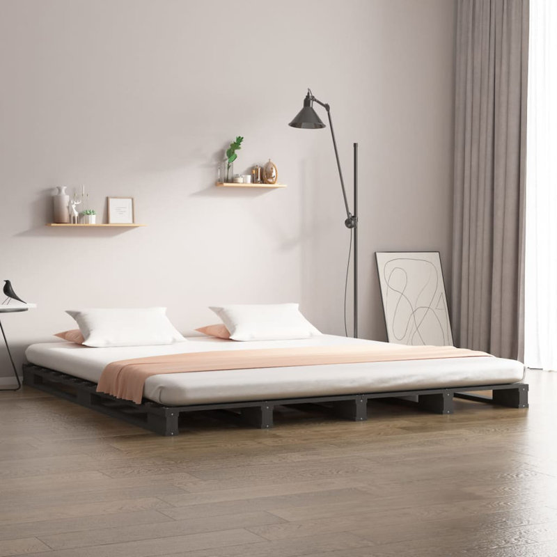Pallet Bed Solid Wood, white, European King (160 x 200 cm)