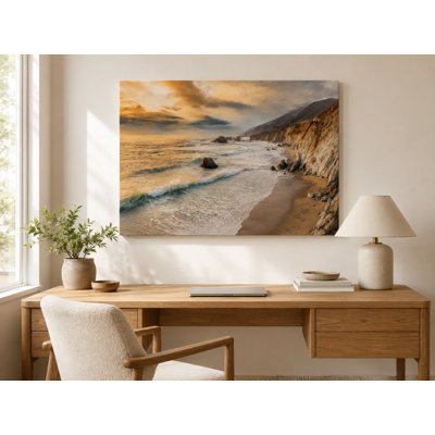 Golden California Coastal Cliff Seascape Wrapped Iriska
