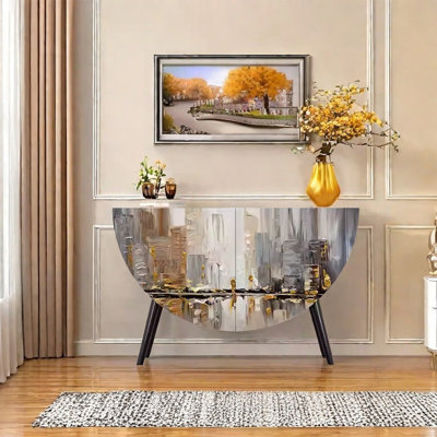 Semi-Circular Pine Wood Cabinet