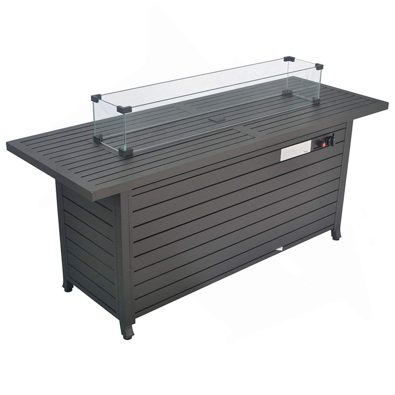Table de foyer d'extérieur au propane de 57 po, 50000 BTU, table d'extérieur de foyer d'extérieur au gaz, table de foyer avec couvercle et pare-vent, certification ETL, pour terrasse de jardin