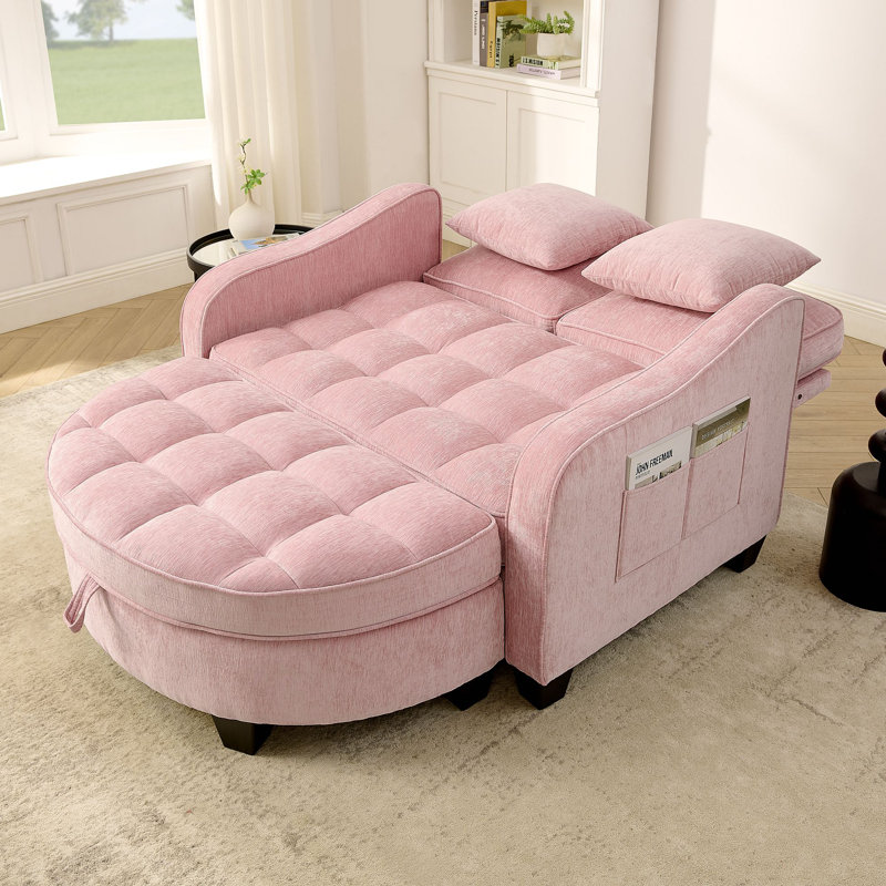 Two-Seater Sofa, Double Sofa Chaise Longue, With Irregular Armrests And Backrests, Footrest With Storage Space, Comes With Two Small Throw Pillows, Suitable For Living Room And Bedroom