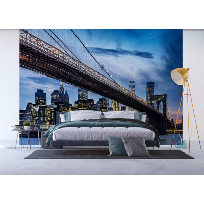 Brooklyn Bridge Park 9' L x 142"" W 4-Panel Wall Mural -  Latitude RunÂ®, ED00ECEE68A54C39AF5FDC5983DA3754