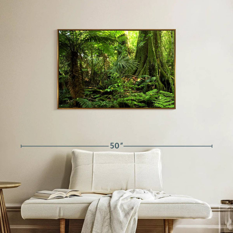 Jungle Ferns Forest, Cadre flottant doré, 37 po x 25 po
