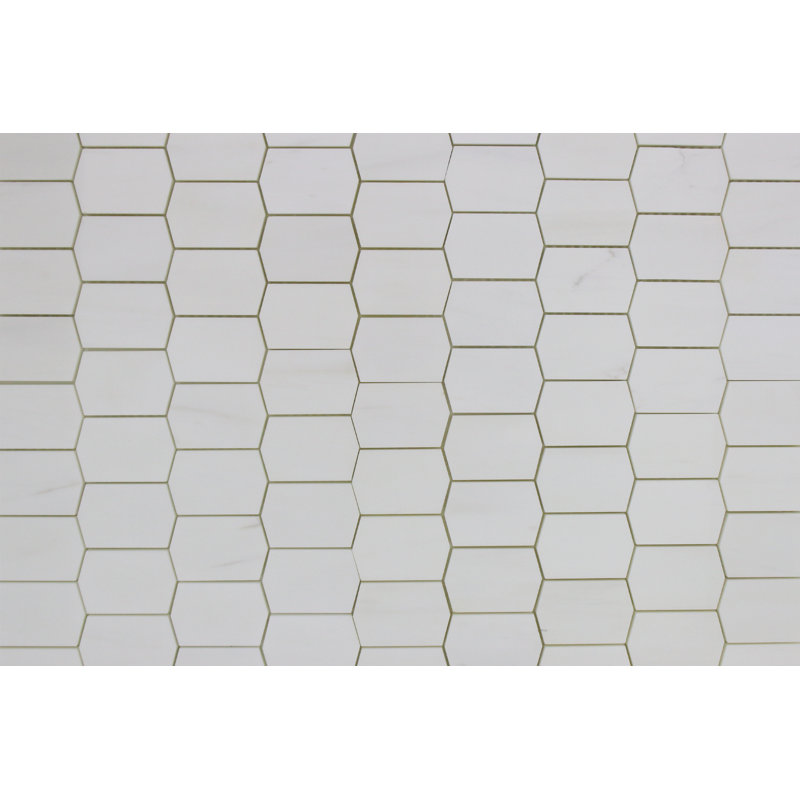 Picket 2" x 3" Marble Honeycomb Mosaic Wall & Floor Tile, Bianco Venato Dolomite