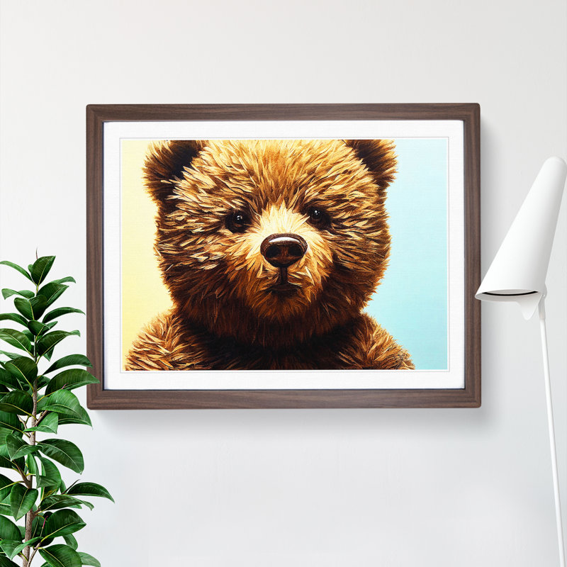 Wondrous Teddy Bear - Single Picture Frame Painting, 25cm H x 34cm W x 2cm D, Walnut