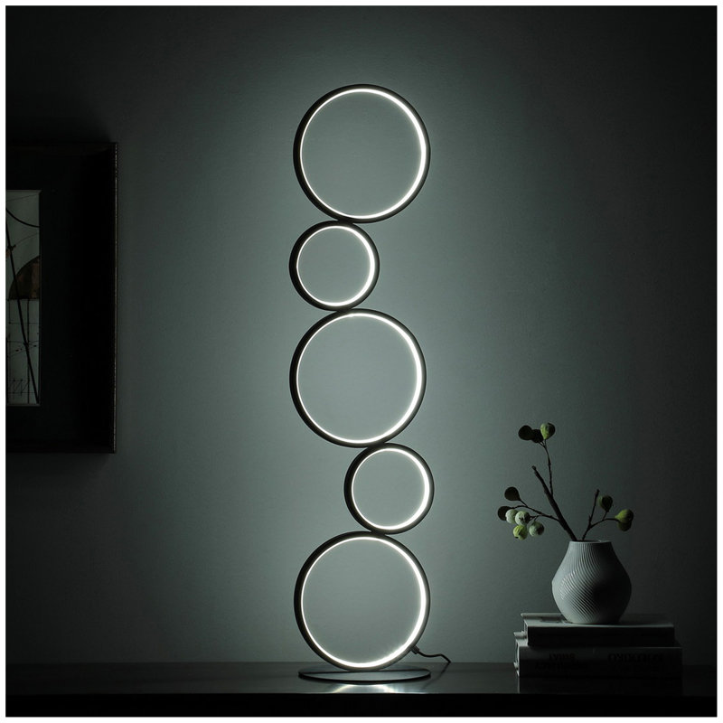 Lampe de table en métal à 5 anneaux 38,5 "In Else Nordic, Blanc