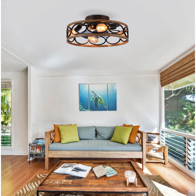 Ventilateur de plafond encastrable moderne 19 po avec lumière et moteur à courant continu réversible, noir mat