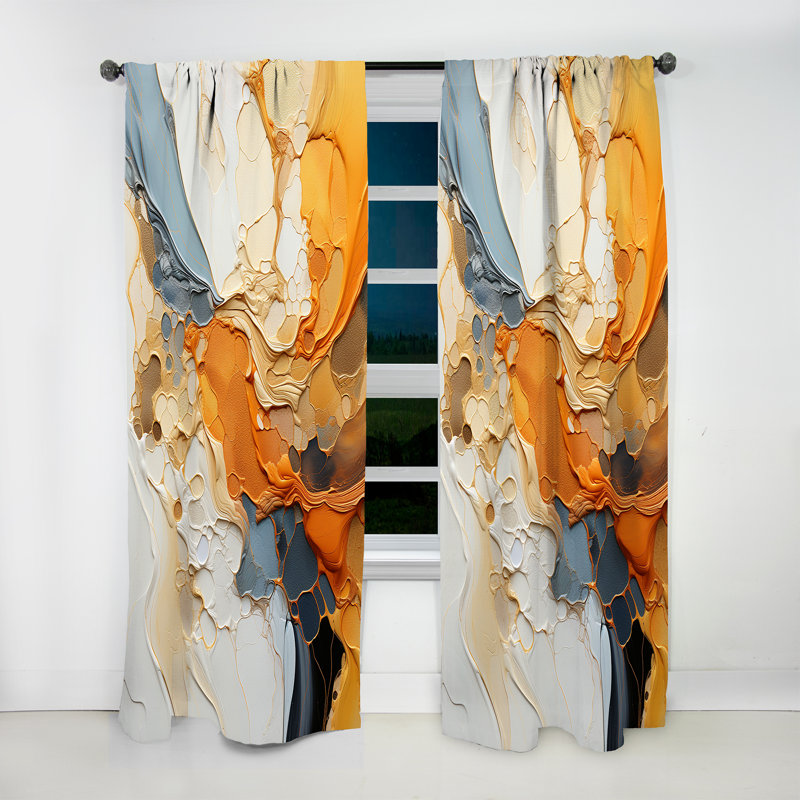 Orange orange, art abstrait au trait abstrait - rideau obscurcissant abstrait - 1 panneau, L 52 po x L 63 po