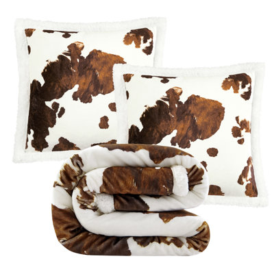 Campfire Sherpa Western Southwestern Lodge Throw Blanket Set with 2 Pillows