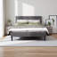 Luxueuse structure de lit pour tête de lit en lin avec stabilité et rangement sous le lit, aucun sommier requis-2130765867
