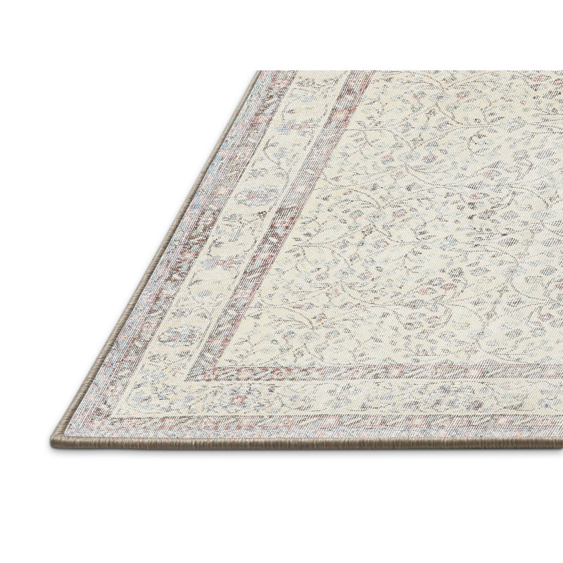 Tapis oriental en laine crème / gris Perrin, Rectangle 5 pi x 8 pi