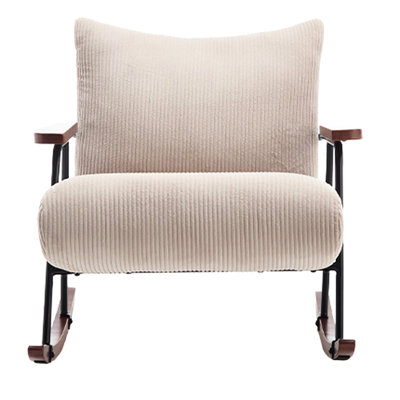 Chaise berçante moderne avec mousse haute - Accent beige pour support de fauteuil en métal