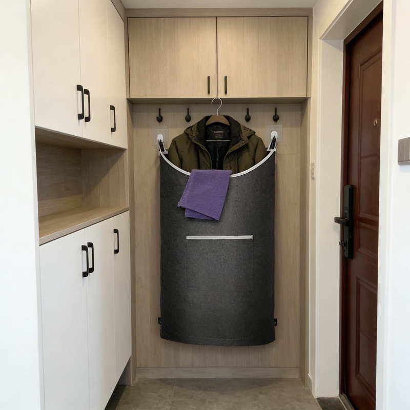Très grand panier à linge suspendu avec fermeture à glissière inférieure - Panier de rangement fixé au-dessus de la porte ou au mur, tissu imperméable durable de grande capacité pour l'organisation des vêtements