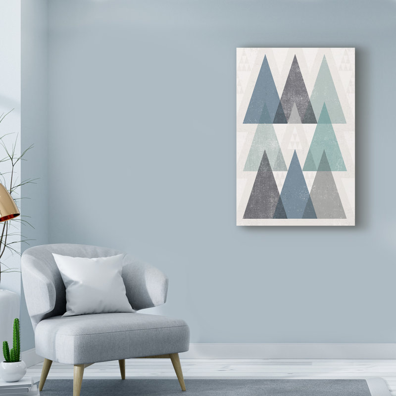 «Mod Triangles IV Blue», art sur toile, H 19 po x l 12 po x P 2 po