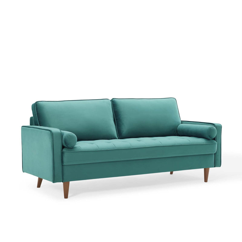 Valour Performance Velvet Sofa by Modway, Teal Plainweave