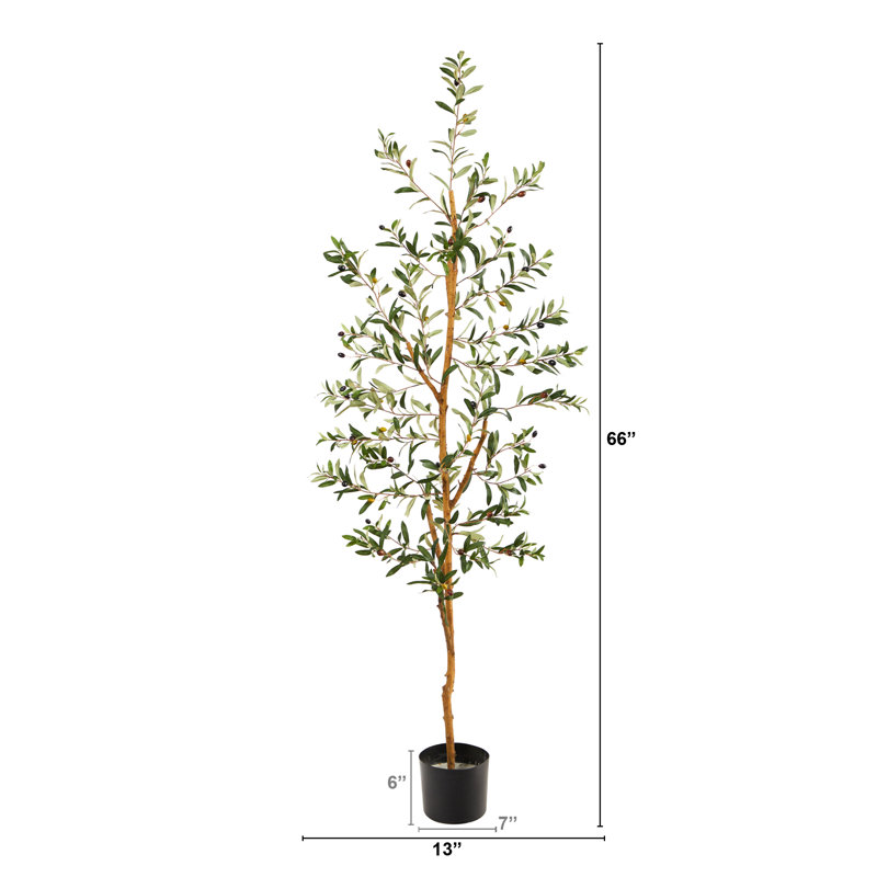 Olive artificielle en pot, H 66 po x l 13 po x P 13 po