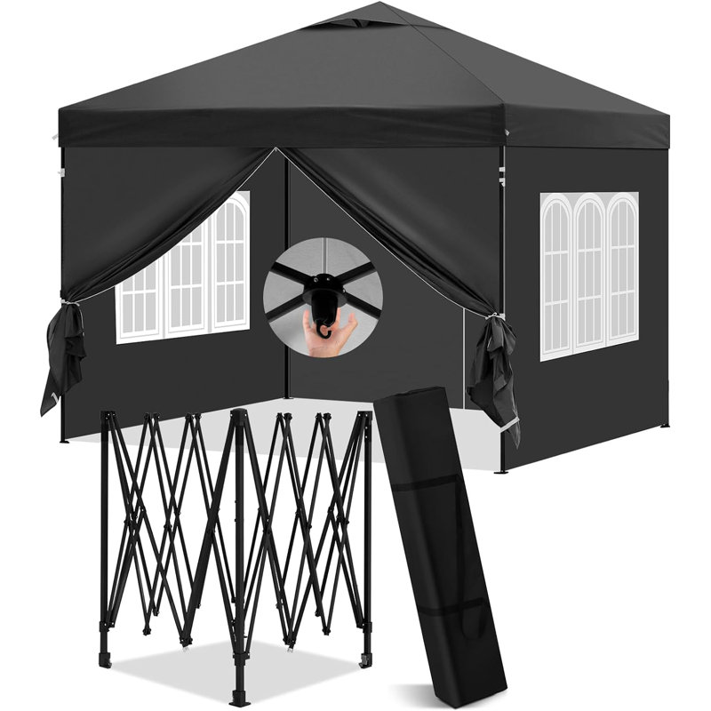 Gazebo 3 X 3 M, Folding Gazebo With Side Walls, Waterproof, Stable, Winterproof, Outdoor Garden Gazebo, Party Tent, Garden Tent, Height Adjustable, Uv Protection, Metal Frame