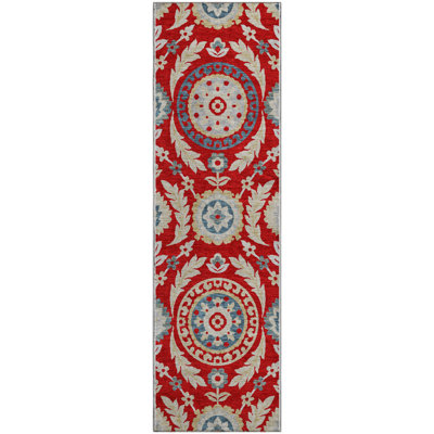 Premium Machine Washable Prisco Red Rug