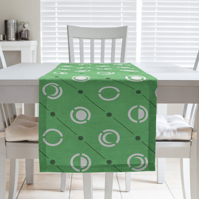Classic Moon Phases Table Runner, 16" x 72", Green/Black
