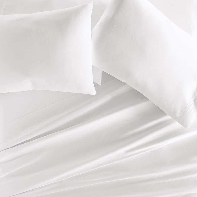 Ensemble de taie d'oreiller 100% coton, Blanc, Standard