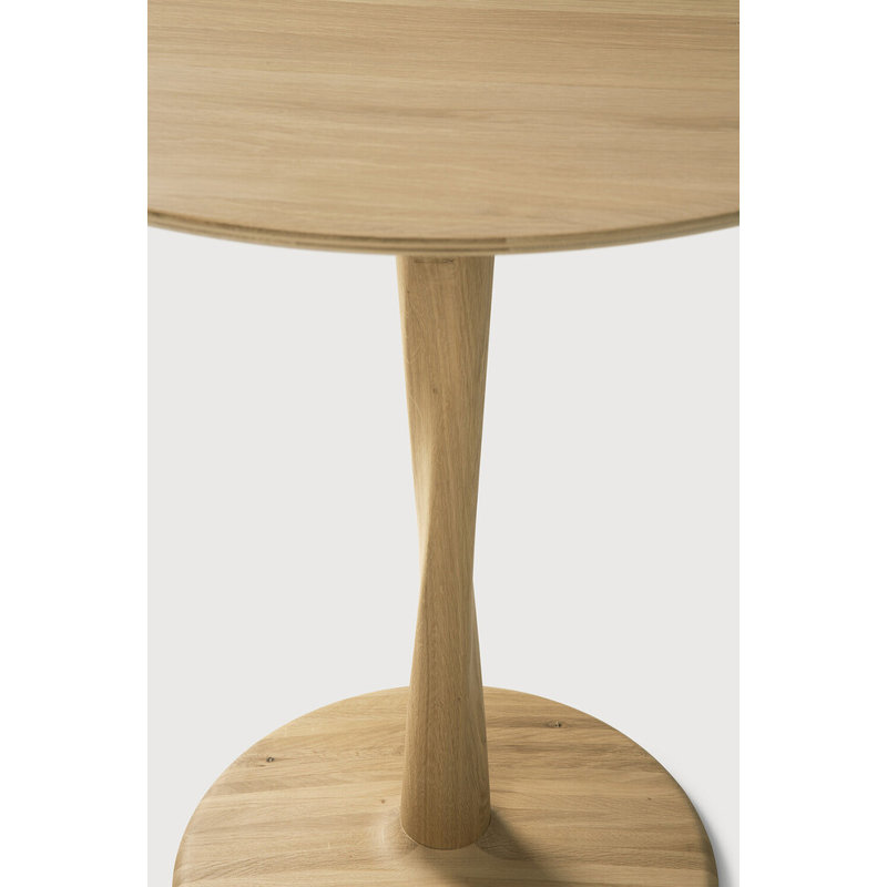 Torsion Round Solid Oak Dining Table, 30" H x 50" L x 50" W, Tan