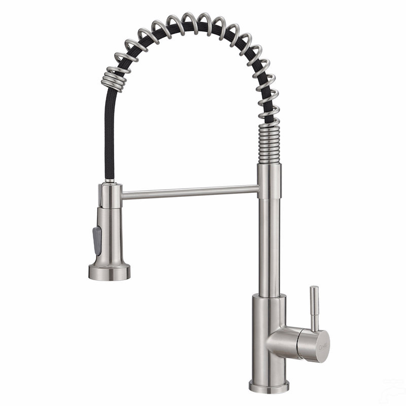 Commercial  Kitchen Faucet With Pull Out Sprayer, Single Handle Single Lever Kitchen Sink Faucet, Brushed Nickel