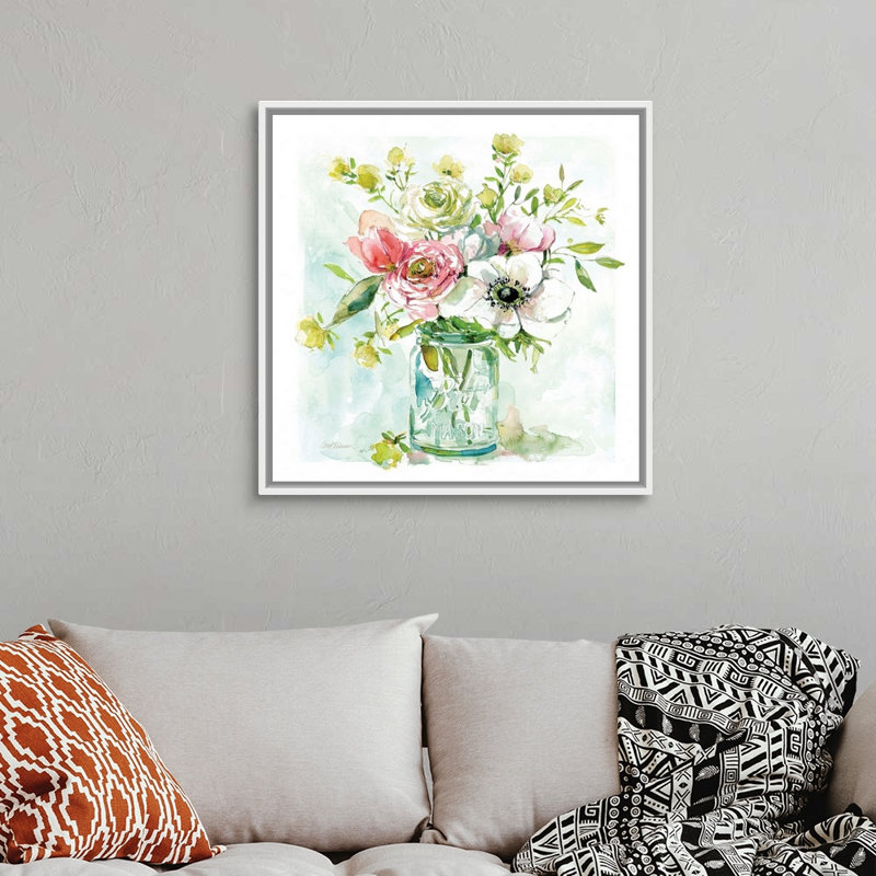 Asbury Garden Belle Bouquet II - reproduction d'art sur toile, H 31,7 po x l 31,7 po x P 1,75 po, Cadre flottant blanc