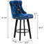 Chaises de bar pivotantes avec siège en velours et grands tabourets à boutons 2 pièces bleu marine recouvrant une base solide, paire
