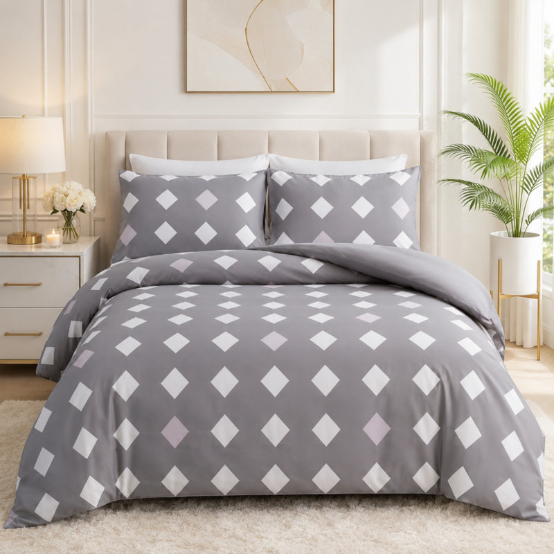 Microfiber Polka Dots Duvet Cover Set, Kingsize