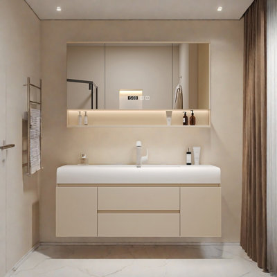 Simple cream style bathroom cabinet