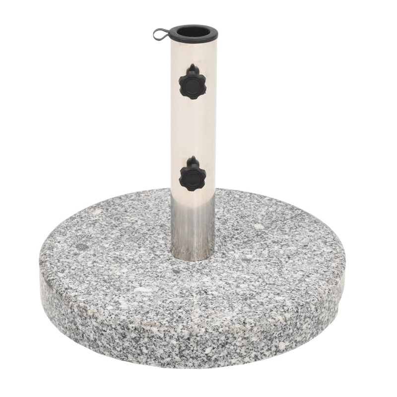 Base de parasol ronde de 44 lb avec poignées, plaque de granit, tuyau en acier inoxydable, granit gris 15,7 po x 14,4 po, No