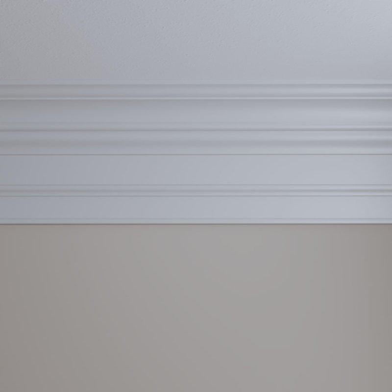 Primed White Polyurethane Geometric Crown Moulding Sample