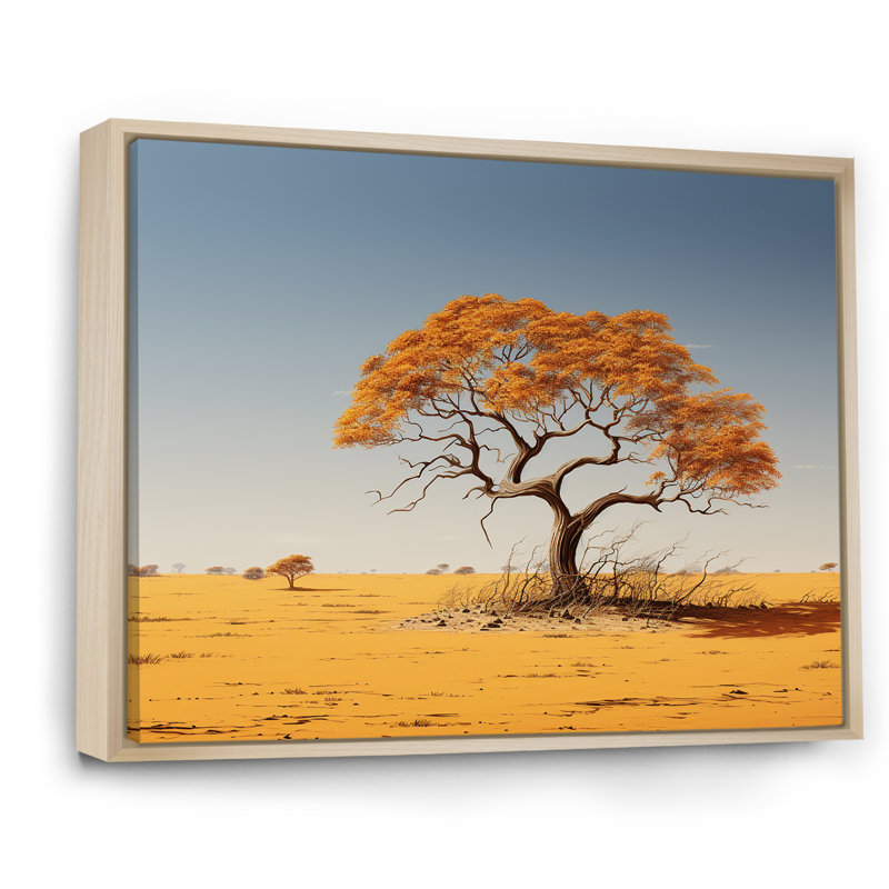 Arbre africain Tonnelle III sur toile, Cadre naturel flottant, H 24 po x l 32 po x P 1 po