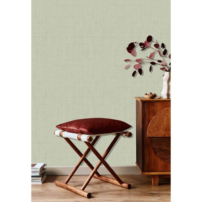 Linen Weave Textured Print Non Woven Non-pasted Textured Wallpaper 57 Sq. Ft., Green
