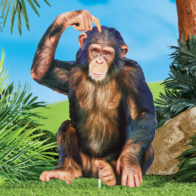 Realistic Iron Chimpanzee Garden Stake Decor