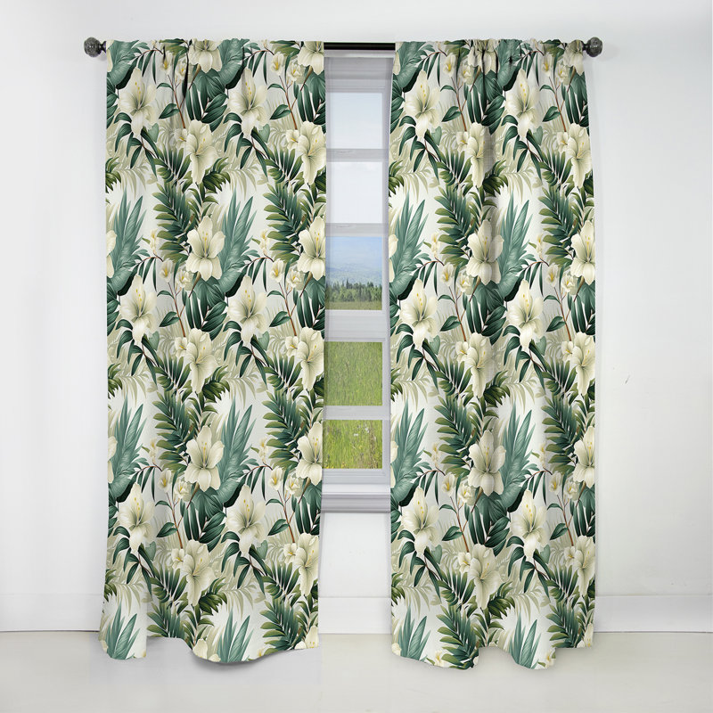 Serene Botanics Tropical Motif I - Rideau floral - Rideau occultant floral - 1 panneau, L 52 po x L 120 po
