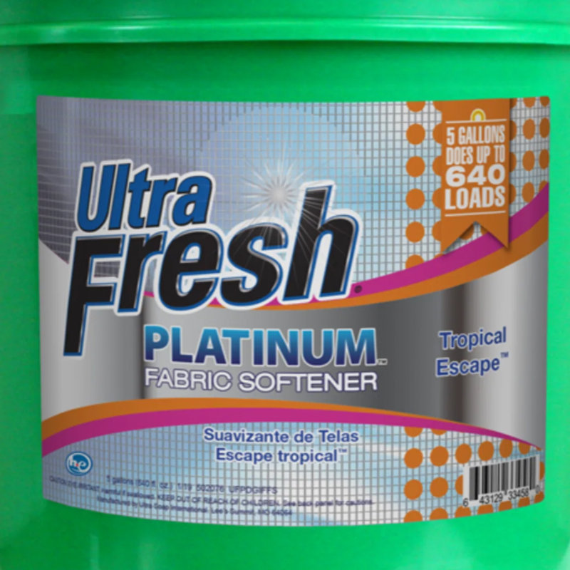 Ultra Fresh Platinum Fabric Softener Up to 640 Loads, Tropical Escape, 5 Gal, Tropical Escape