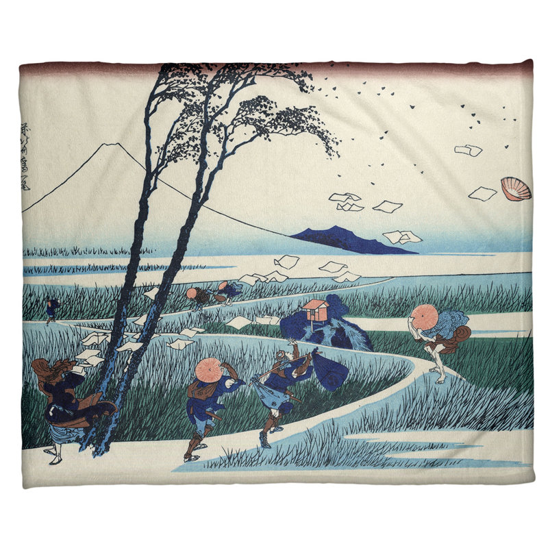 Sewn Throw Blanket, White/Blue