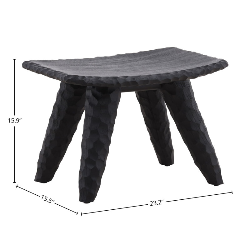 Quillan Mindi Wood Stool, Black