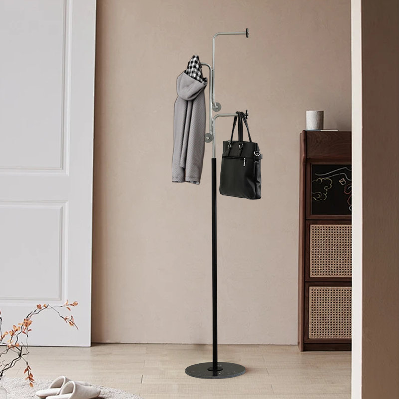 Coat Rack Freestanding With Marble Base, Silver