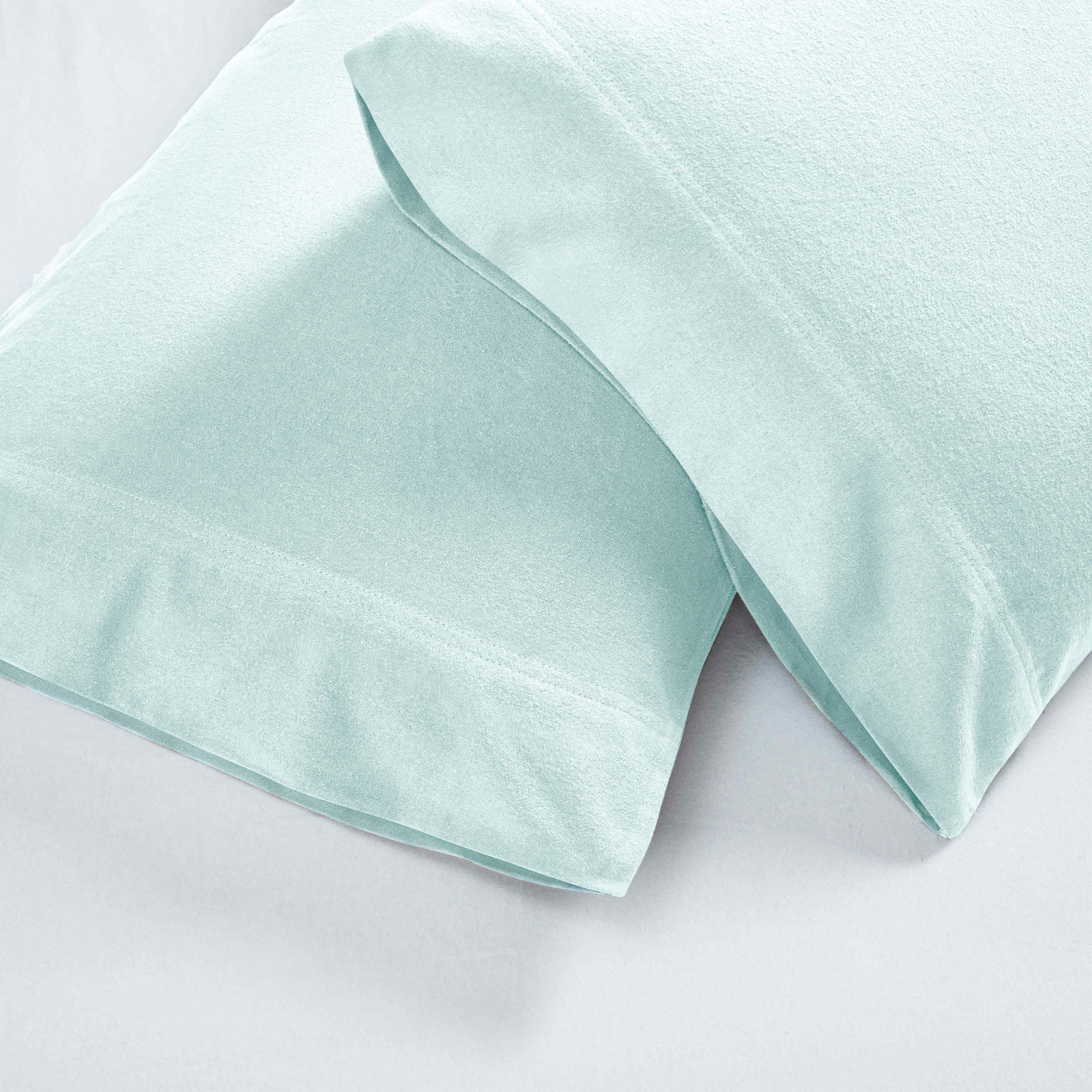 All-Season Breathable 100% Cotton Flannel Pillowcase Set, Light Blue, King