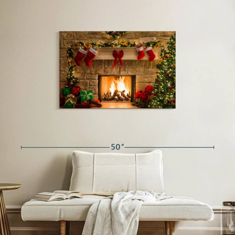 Foyer de Noël décoré, H 24 po x l 36 po