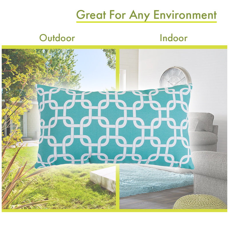 Coussin extérieur Roysum, Bleu sarcelle, 12 po x 20 po, Rectangulaire