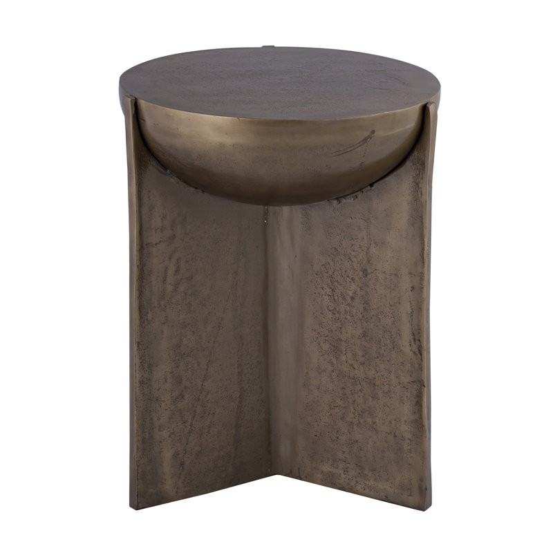 Claribel 14" Round Aluminum End Table, Antique Bronze