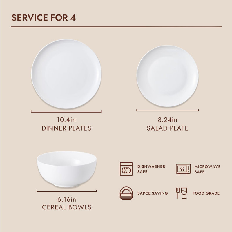 Piece Bone China Dinnerware Set - Service for 4