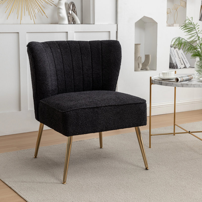Chaise d'appoint rembourrée Kyshawna, Black Boucle
