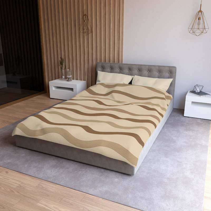 Microfiber Duvet Cover Boho Style, Design 29, Twin Duvet Cover, Brown/Beige/Cream